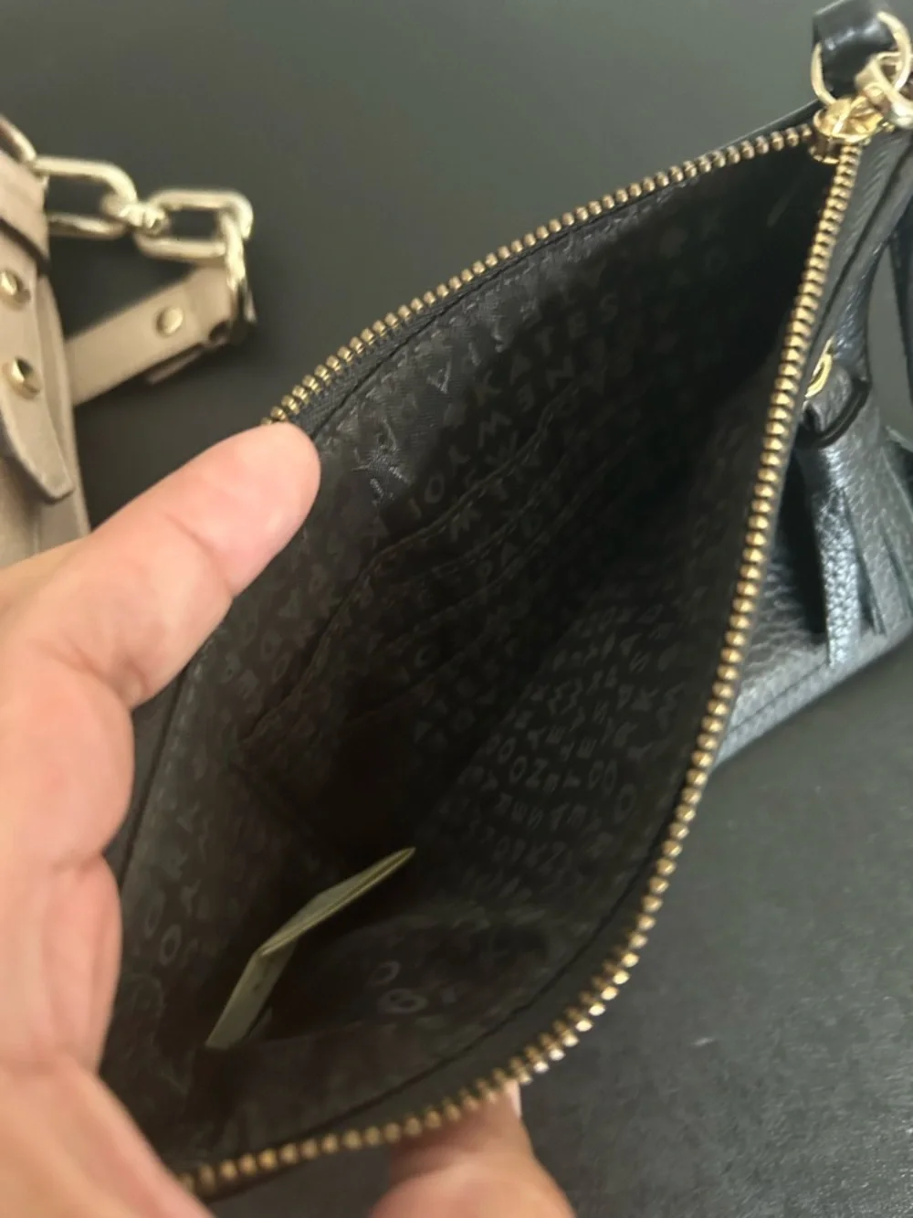 kate spade Black Pebbled Leather Wristlet with Tassel